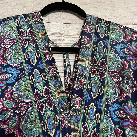 Indian Silk Maxi Dress with Kimono Sleeves, Size Medium - Picture 7 of 12